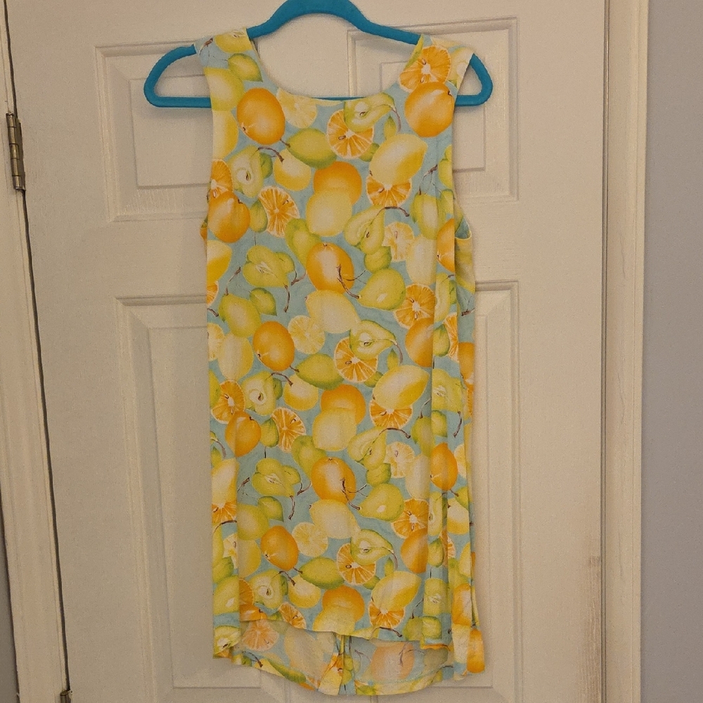 Vintage Ann Taylpr Loft Lemon & Orange Print Dress